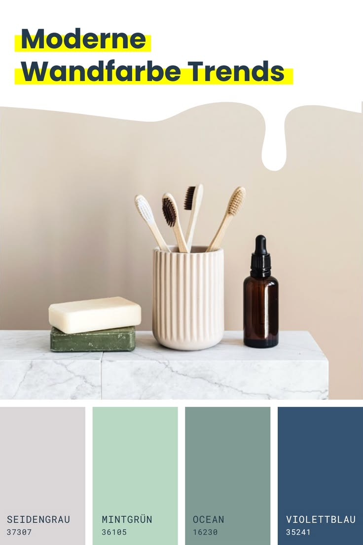 Pinterest-Pin für derfarbeimer: Moderne Wandfarbe Trends mit vier Farbfeldern